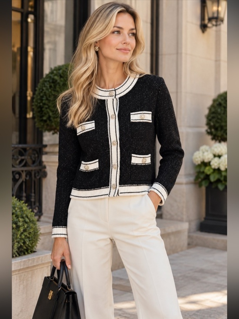 NWT KARL LAGERFELD PARIS 4 pocket Cardigan Sweater